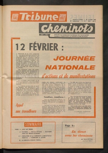 La Tribune des cheminots [actifs], n° 414, 30 janvier 1969