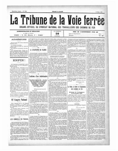 La Tribune de la voie ferrée, n° 136, 11 mars 1901