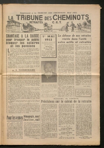 La Tribune des cheminots retraités CGT, supplément, Mai 1952