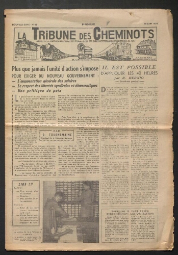 La Tribune des cheminots, n° 93, 15 juin 1954