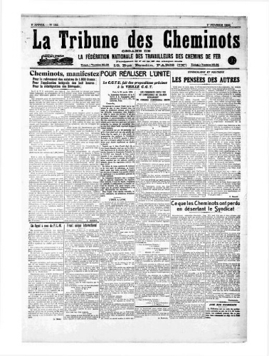 La Tribune des cheminots [unitaires], n° 152, 1er février 1924