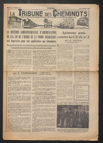 La Tribune des cheminots, n° 99, 15 octobre 1954
