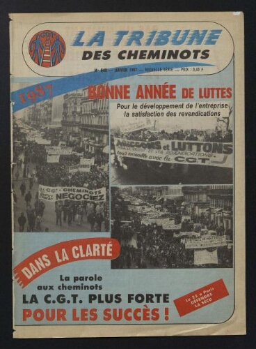 La Tribune des cheminots [actifs], n° 640, Janvier 1987