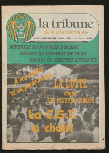 La Tribune des cheminots [actifs], n° 635, Juillet 1986 - Août 1986