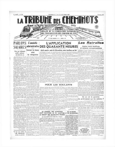 La Tribune des cheminots, n° 525, 15 janvier 1937