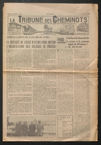 La Tribune des cheminots, n° 92, 1er juin 1954