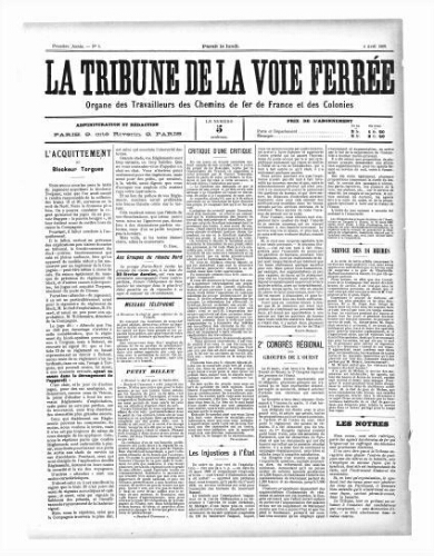 La Tribune de la voie ferrée, n° 5, 4 avril 1898