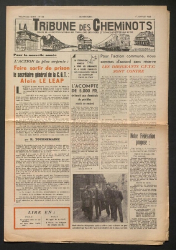La Tribune des cheminots, n° 60, 1er janvier 1953