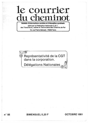 Le Courrier du cheminot, n° 88, Octobre 1981