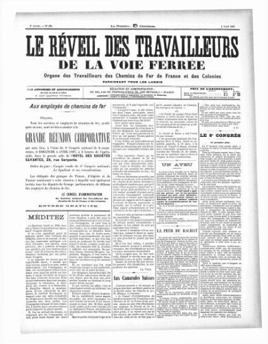 Le Réveil des travailleurs de la voie ferrée, n° 230, 5 avril 1897