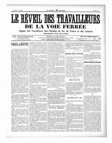 Le Réveil des travailleurs de la voie ferrée, n° 238, 31 mai 1897