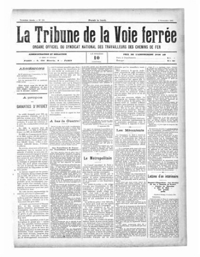La Tribune de la voie ferrée, n° 118, 5 novembre 1900