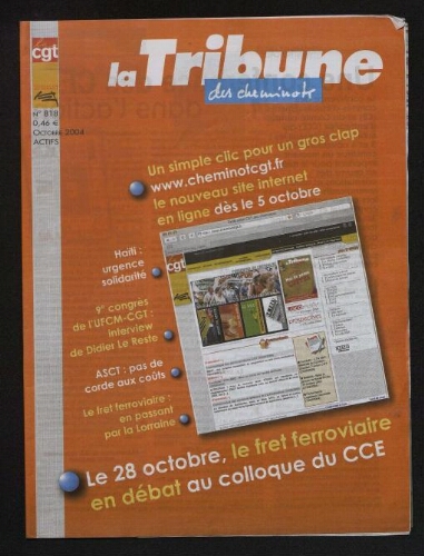 La Tribune des cheminots [actifs], n° 818, Octobre 2004