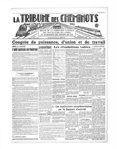 La Tribune des cheminots, [sans numérotation], 1er juillet 1947 - 15 juillet 1947
