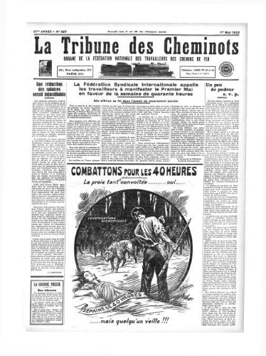 La Tribune des cheminots [confédérés], n° 427, 1er mai 1933
