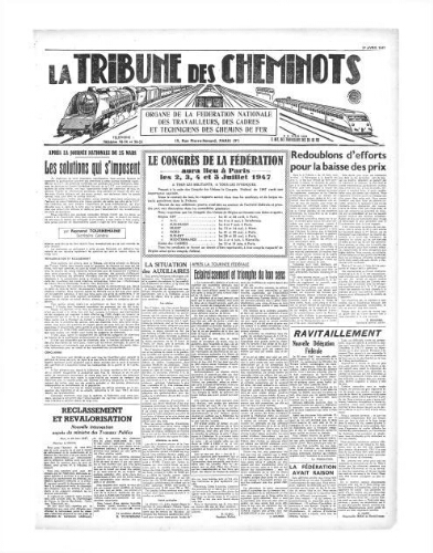 La Tribune des cheminots, [sans numérotation], 1er avril 1947