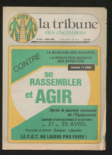 La Tribune des cheminots [actifs], n° 632, Avril 1986