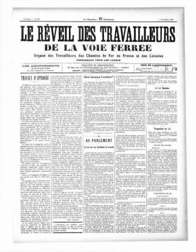 Le Réveil des travailleurs de la voie ferrée, n° 260, 1er novembre 1897
