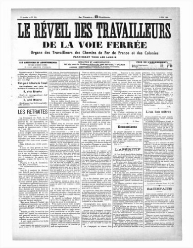 Le Réveil des travailleurs de la voie ferrée, n° 184, 18 mai 1896