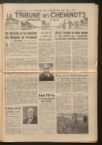 La Tribune des cheminots retraités CGT, supplément, Mai 1953