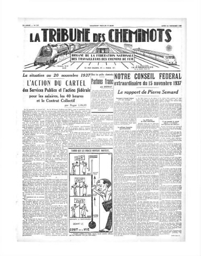 La Tribune des cheminots [édition 2 Vie des réseaux/régions], n° 547, 22 novembre 1937