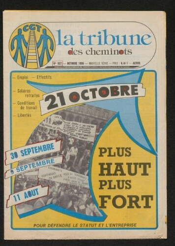 La Tribune des cheminots [actifs], n° 637, Octobre 1986