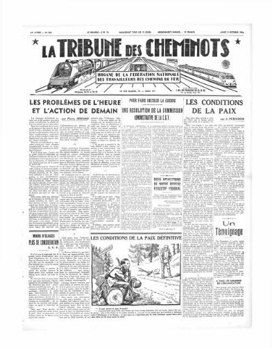 La Tribune des cheminots [édition 1 Vie des réseaux/régions], n° 569, 3 octobre 1938