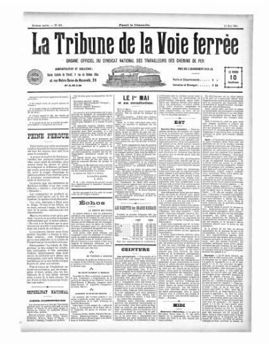La Tribune de la voie ferrée, n° 458, 12 mai 1907