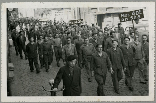 Les cheminots des ateliers d'Hellemmes manifestent pour la semaine de 40 heures en 5 jours et les salaires, samedi 1er  juillet 1961