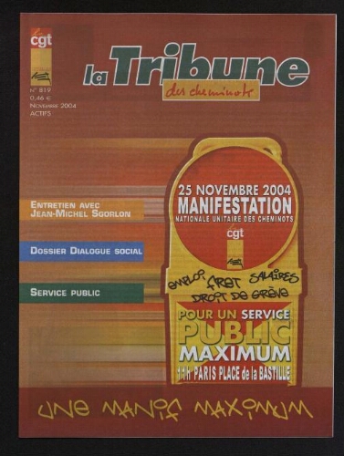 La Tribune des cheminots [actifs], n° 819, Novembre 2004