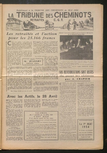 La Tribune des cheminots retraités CGT, supplément, Mai 1954