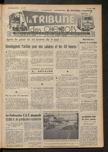La Tribune des cheminots, n° 247, 16 mai 1961