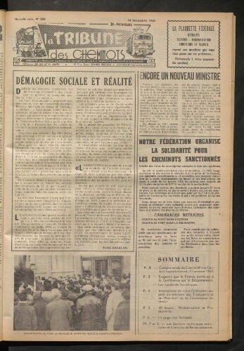 La Tribune des cheminots, n° 282, 14 décembre 1962