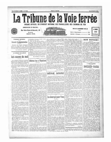 La Tribune de la voie ferrée, n° 693, 24 novembre 1911