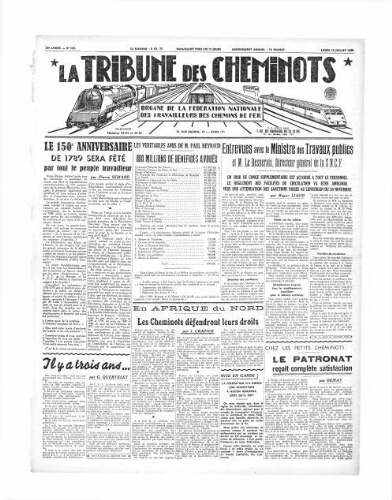 La Tribune des cheminots [édition 1 Vie des réseaux/régions], n° 589, 10 juillet 1939
