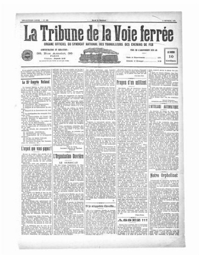 La Tribune de la voie ferrée, n° 808, 6 février 1914