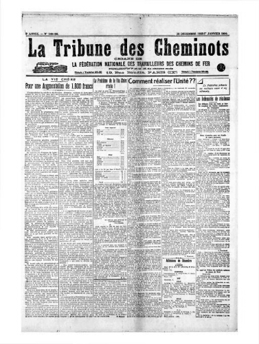 La Tribune des cheminots [unitaires], n° 149-150, 15 décembre 1923 - 1er janvier 1924