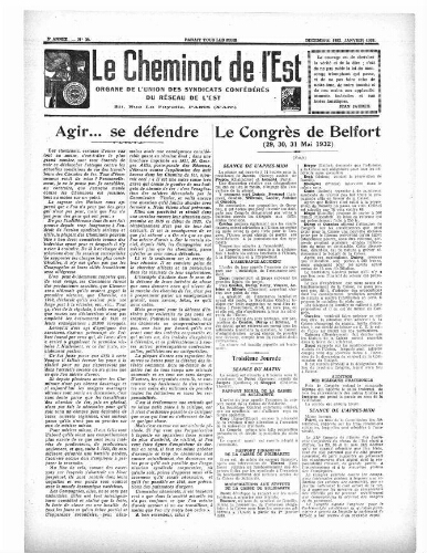 Le Cheminot de l'Est, n° 24, Décembre 1932 - Janvier 1933