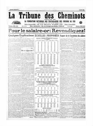 La Tribune des cheminots [unitaires], numéro spécial, 8 août 1925