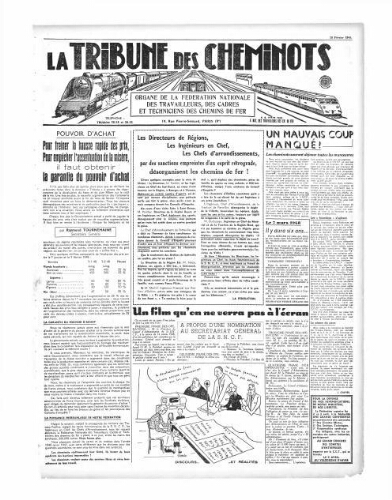 La Tribune des cheminots, [sans numérotation], 15 février 1948
