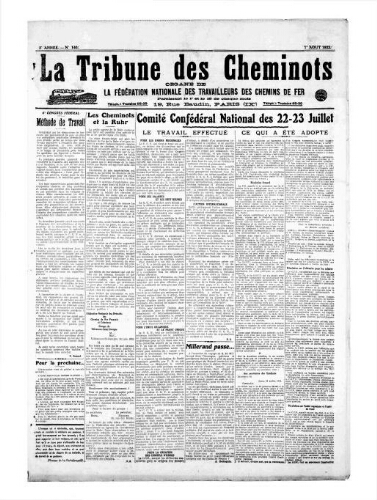 La Tribune des cheminots [unitaires], n° 140, 1er août 1923