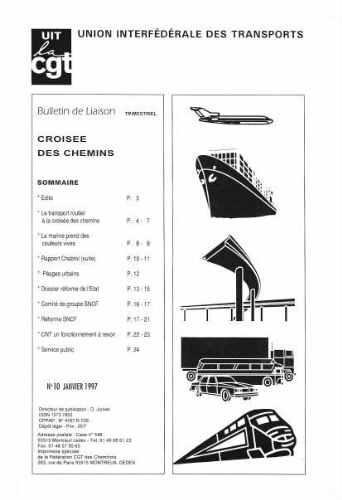 Bulletin de liaison de l'Union Interfédérale des Transports, n° 10, Janvier 1997