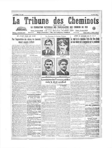 La Tribune des cheminots [unitaires], n° 235, 15 août 1927