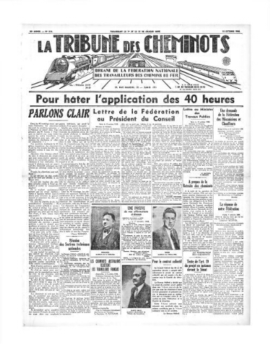 La Tribune des cheminots, n° 519, 15 octobre 1936