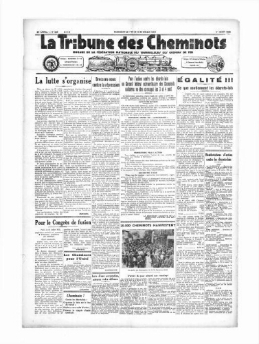 La Tribune des cheminots [unitaires], n° 428, 1er août 1935