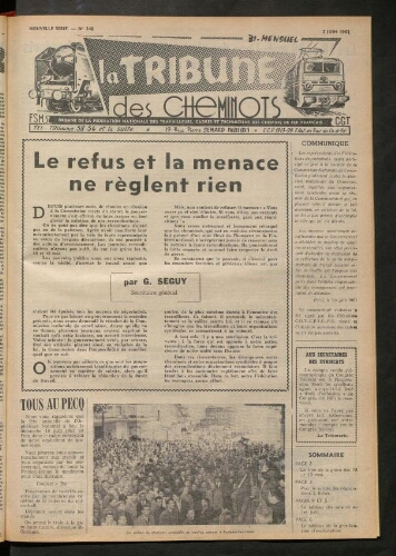 La Tribune des cheminots, n° 248, 2 juin 1961