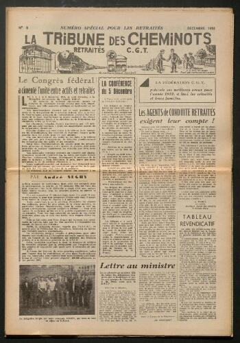 La Tribune des cheminots retraités CGT, supplément n° 8, Décembre 1951