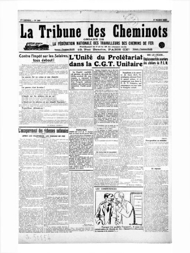 La Tribune des cheminots [unitaires], n° 106, 1er mars 1922