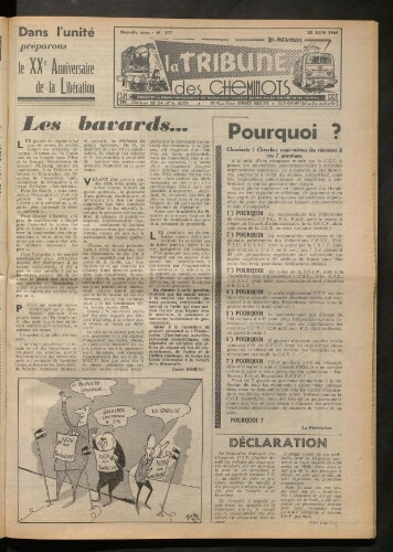 La Tribune des cheminots, n° 317, 30 juin 1964