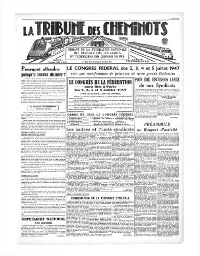 La Tribune des cheminots, [sans numérotation], 1er mai 1947